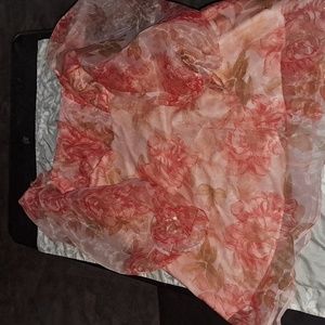 Pink Floral Overlay Dress